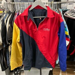 Vtg Ralph Lauren Chaps Golf Jacket Reversible Colorblock Men L Retro Red Navy